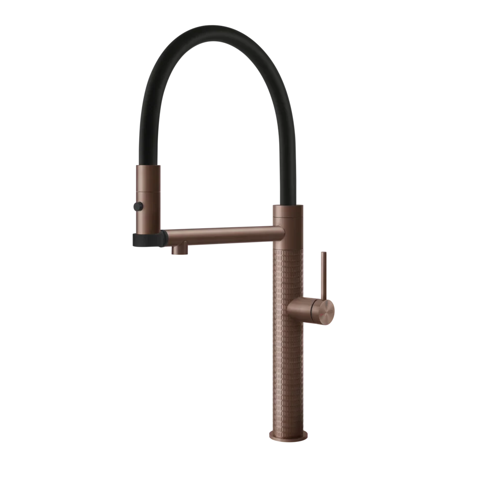 Gessi 316 Meccanica semi-professional kitchen faucet with swivel spout and double jet 60212
