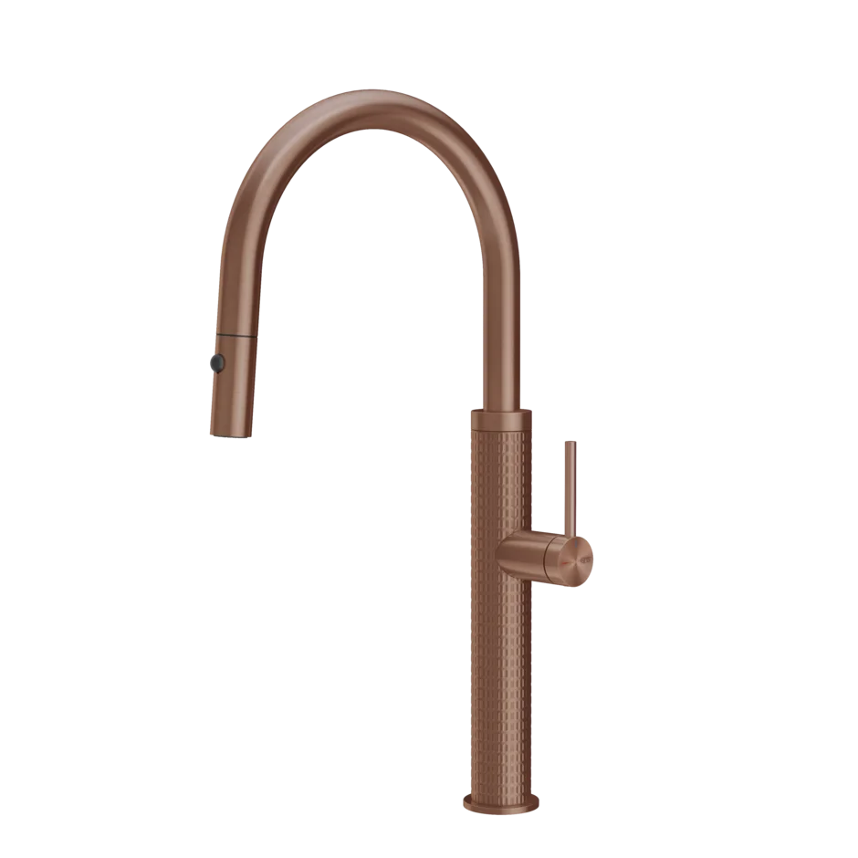 Gessi 316 Meccanica kitchen faucet with swivel spout and double-jet pull-out shower 60024