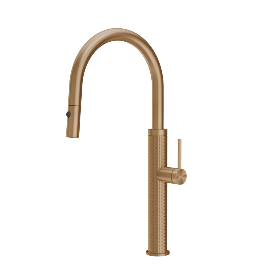 Gessi 316 Meccanica kitchen faucet with swivel spout and double-jet pull-out shower 60024