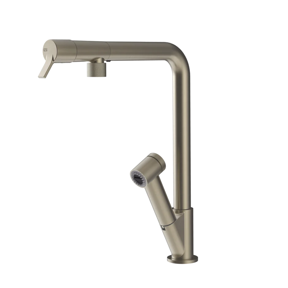 Gessi Fisso kitchen faucet with swivelling spout and pull-out shower 60640