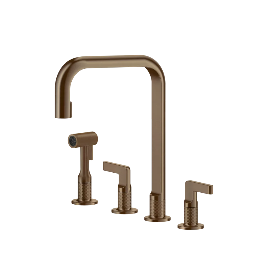 Gessi Inciso rubinetto cucina 4 fori con doccetta mono getto e canna girevole 58703