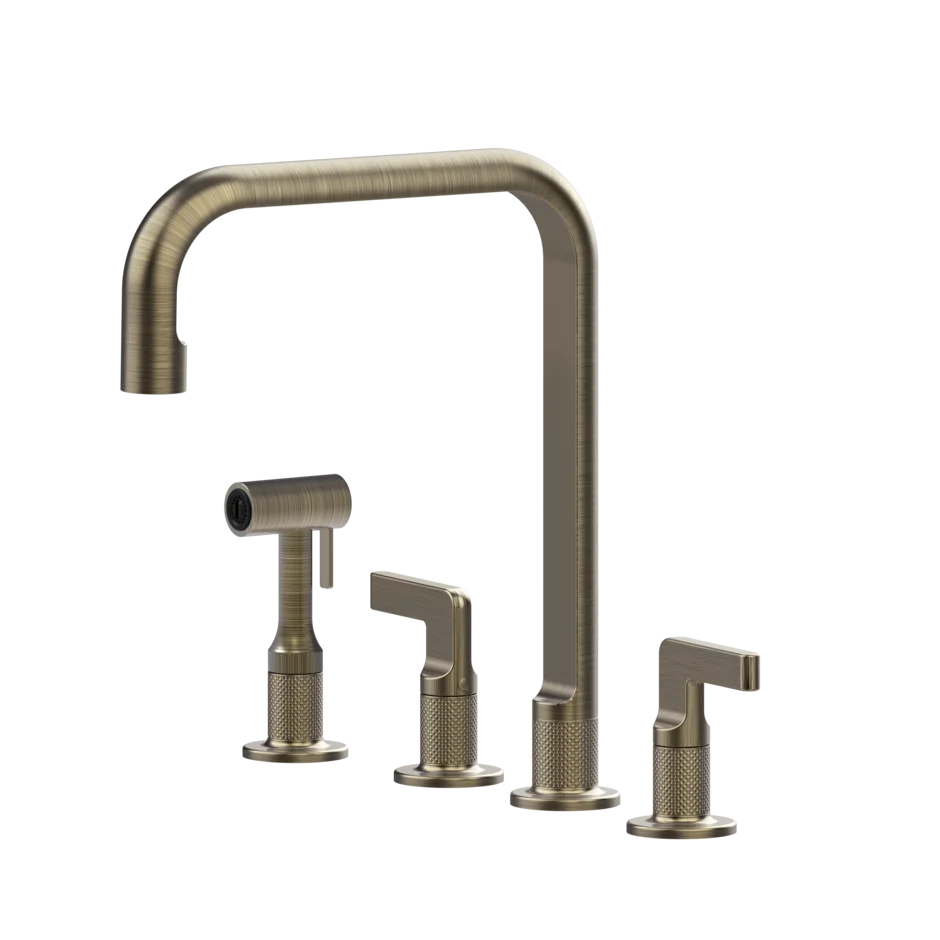 Gessi Inciso rubinetto cucina 4 fori con doccetta mono getto e canna girevole 58703