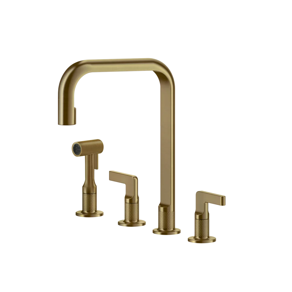 Gessi Inciso rubinetto cucina 4 fori con doccetta mono getto e canna girevole 58703