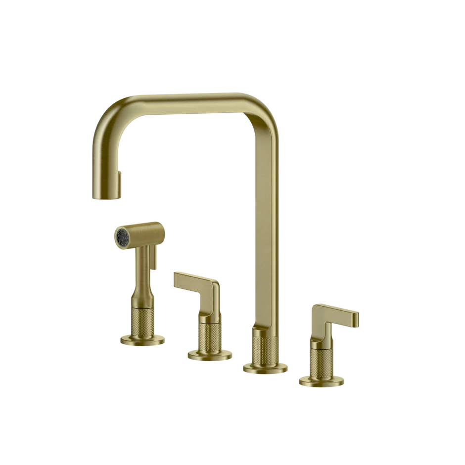 Gessi Inciso rubinetto cucina 4 fori con doccetta mono getto e canna girevole 58703