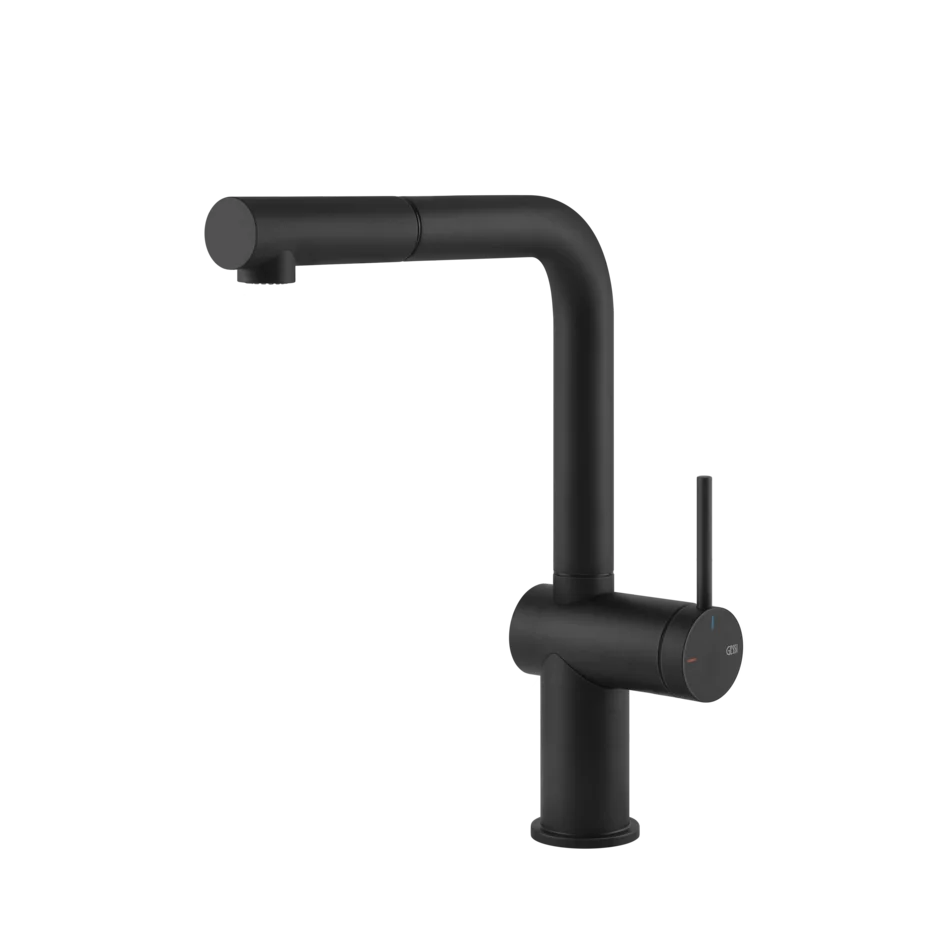 Gessi Inedito kitchen faucet with swivelling spout and pull-out shower 60433