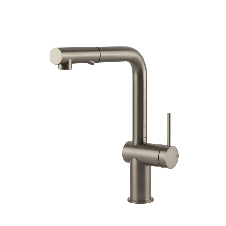 Gessi Inedito kitchen faucet with double-jet pull-out shower 60435