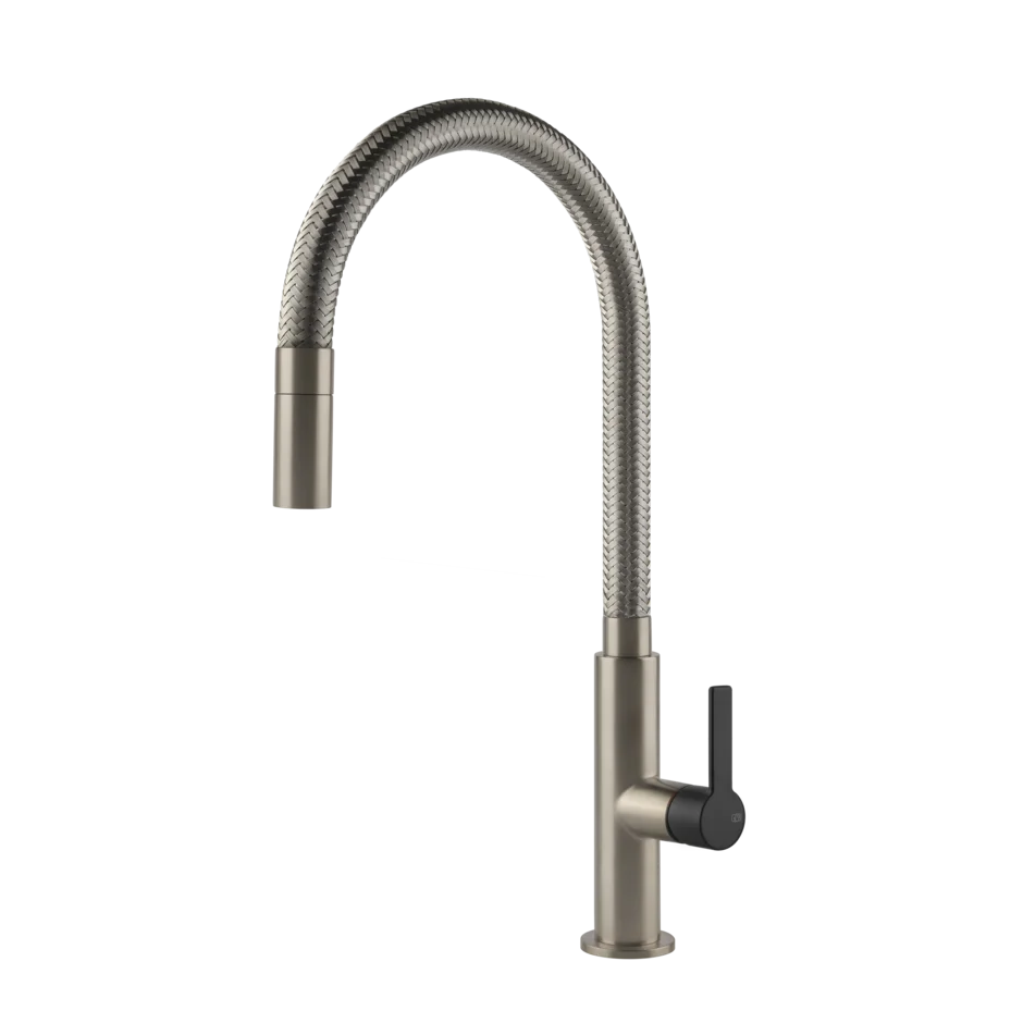 Gessi Mesh kitchen faucet with swivelling spout and pull-out shower 60003