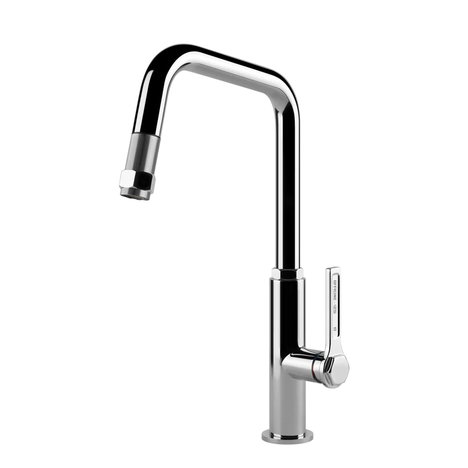 Gessi Officine rubinetto cucina con canna girevole e doccetta estraibile 60053
