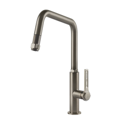Gessi Officine kitchen faucet with swivelling spout and pull-out shower 60053