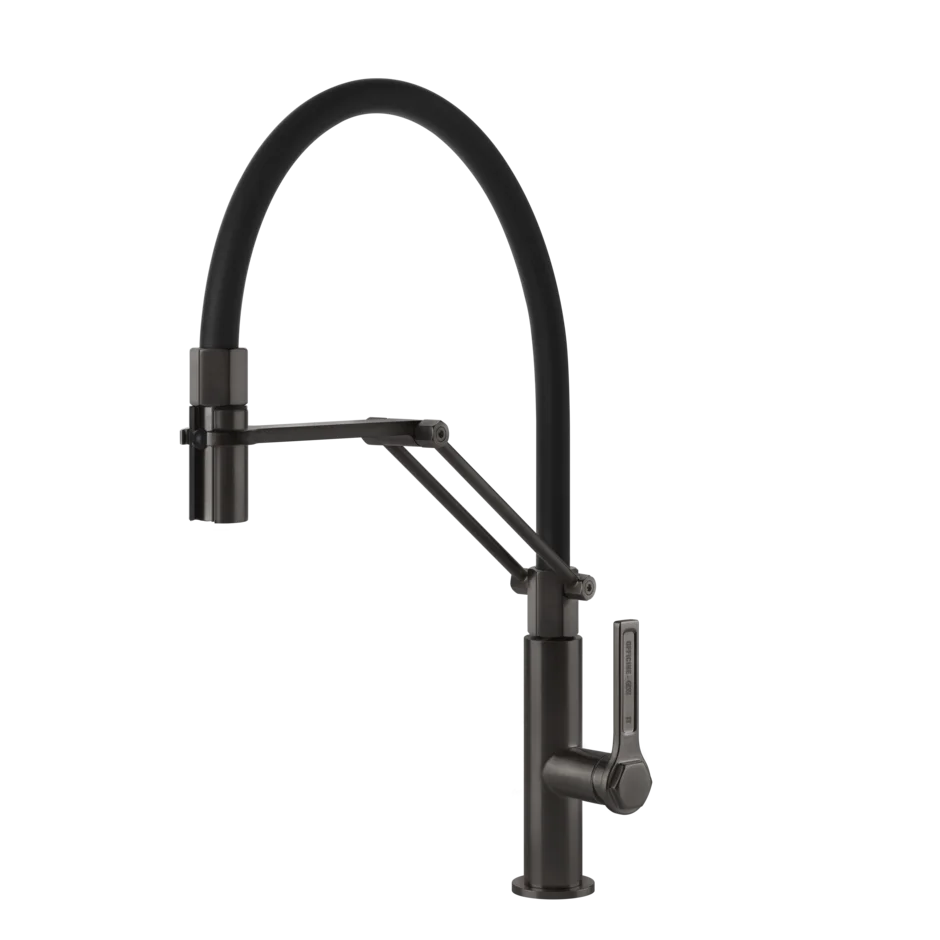 Gessi Officine semi-professional kitchen faucet with double-jet pull-out shower 60055