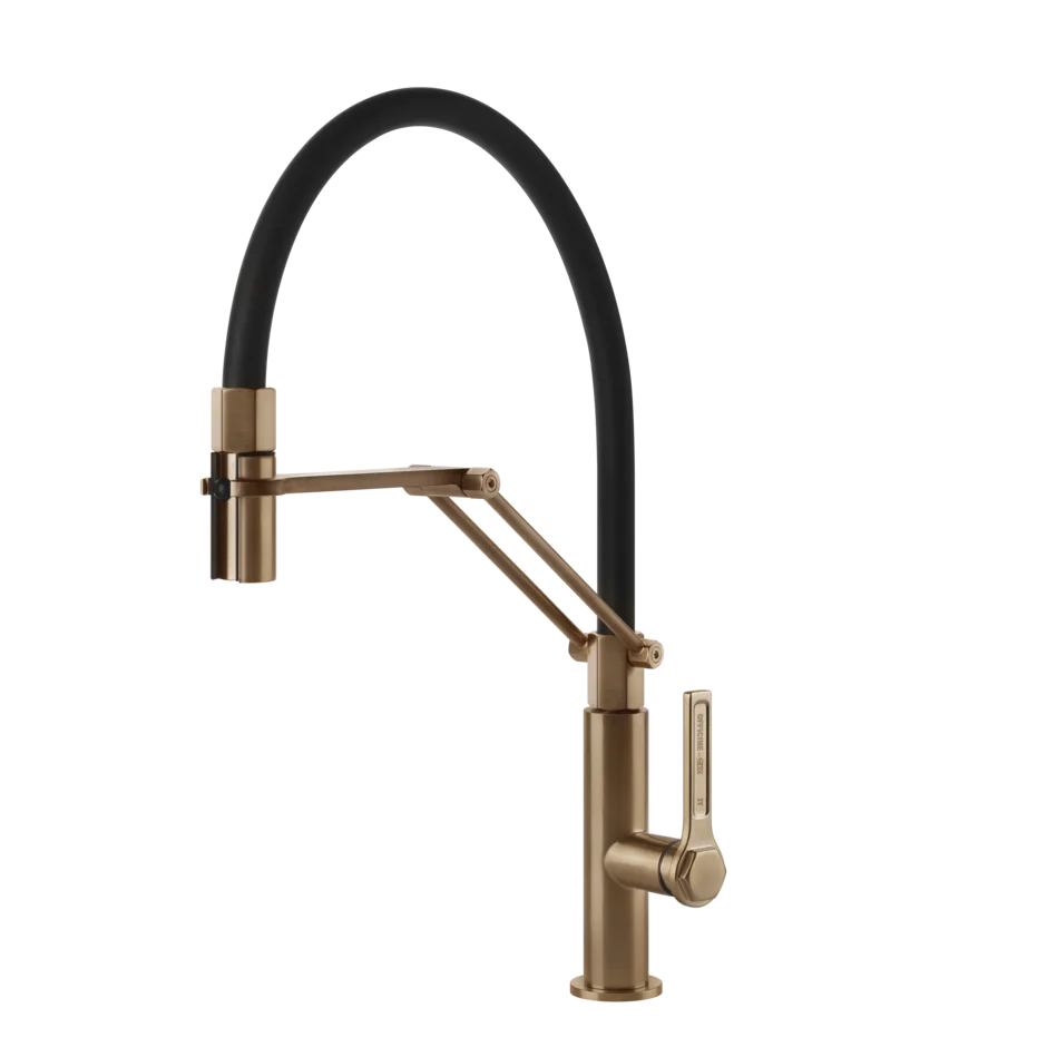 Gessi Officine semi-professional kitchen faucet with double-jet pull-out shower 60055