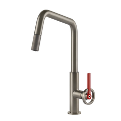 Gessi Officine V kitchen faucet with swivelling spout and pull-out shower 60203