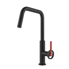 Gessi Officine V kitchen faucet with swivelling spout and pull-out shower 60203
