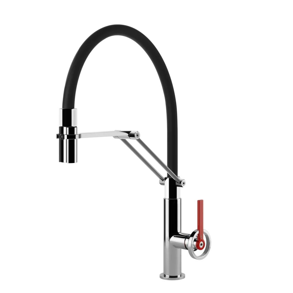 Gessi Officine V rubinetto cucina semi professionale con doccetta estraibile doppio getto 60205