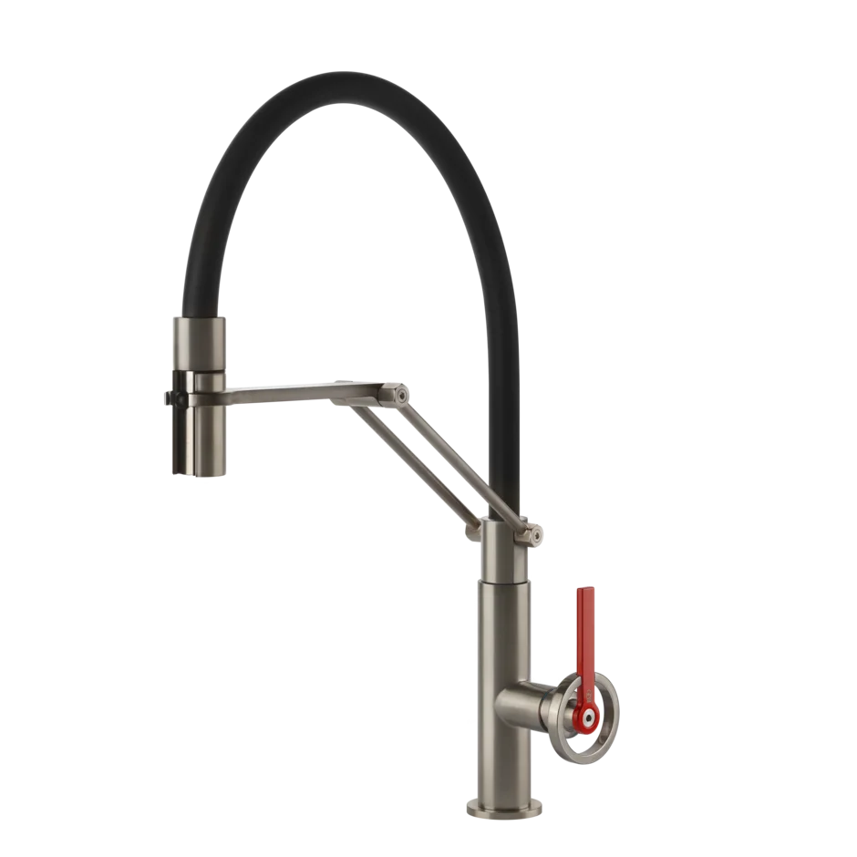 Gessi Officine V semi-professional kitchen faucet with double-jet pull-out shower 60205