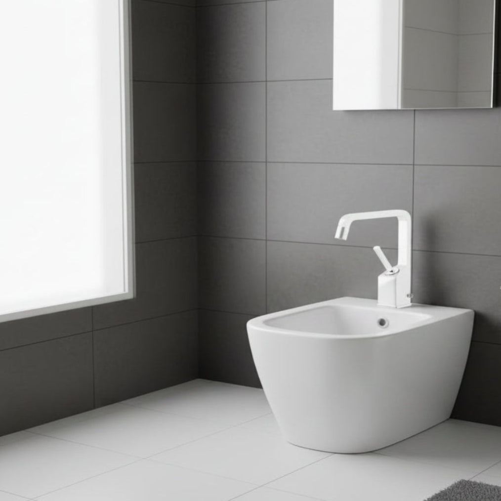 Gessi RettangoloXL rubinetto bidet con scarico 26107- 279 Bianco opaco