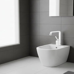 Gessi RettangoloXL rubinetto bidet con scarico 26107- 279 Bianco opaco