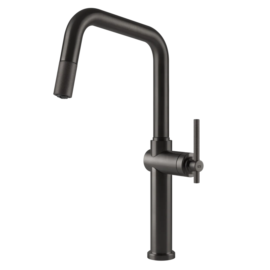 Gessi Habito kitchen faucet with swivelling spout and pull-out shower 60652