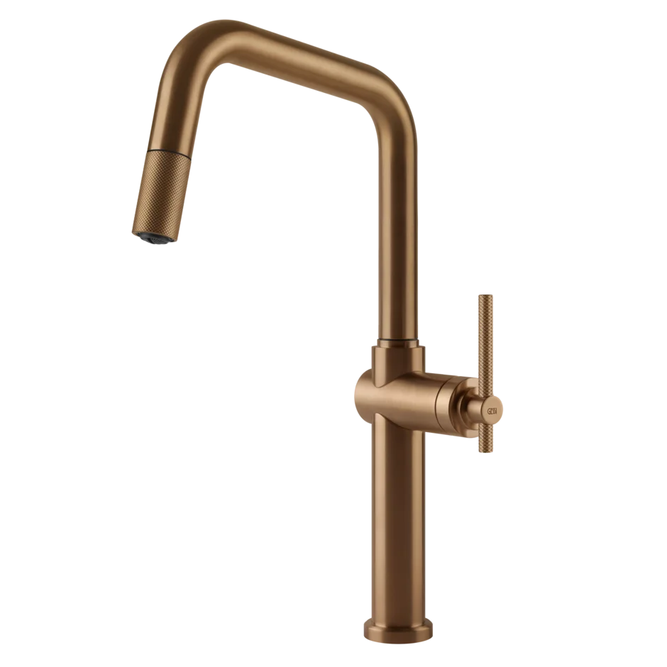 Gessi Habito kitchen faucet with swivelling spout and pull-out shower 60652
