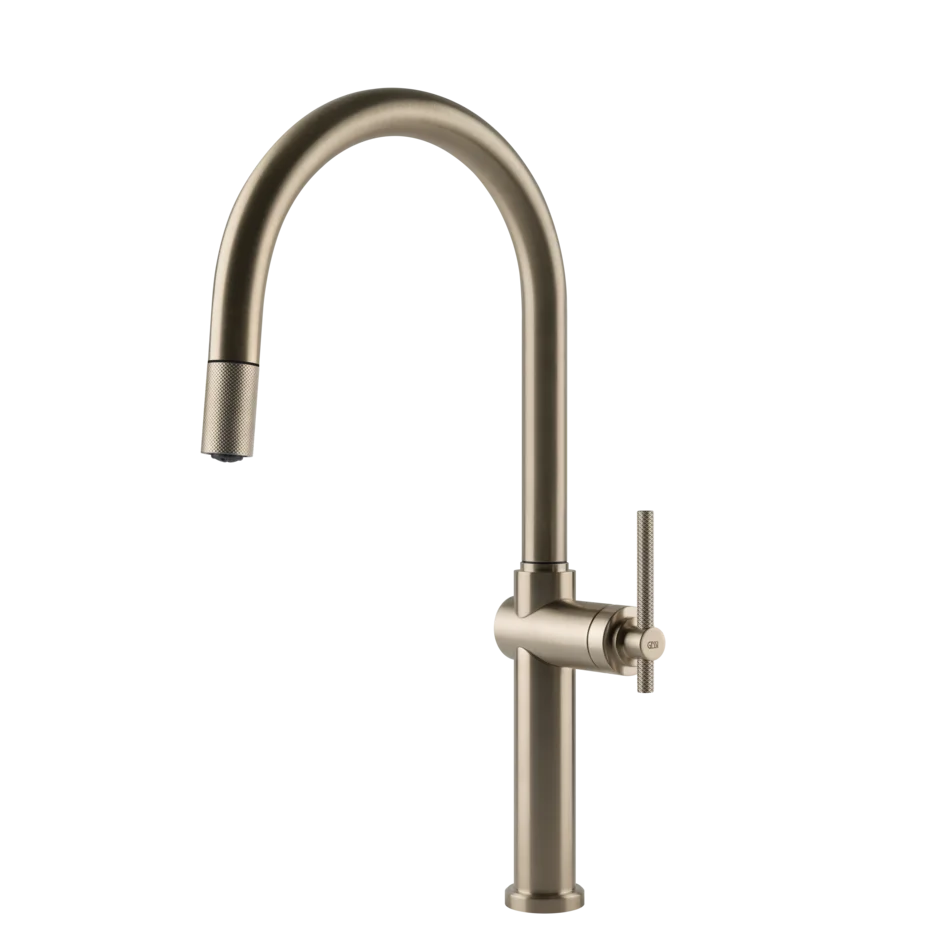 Gessi Habito kitchen faucet with swivelling spout and pull-out shower 60672