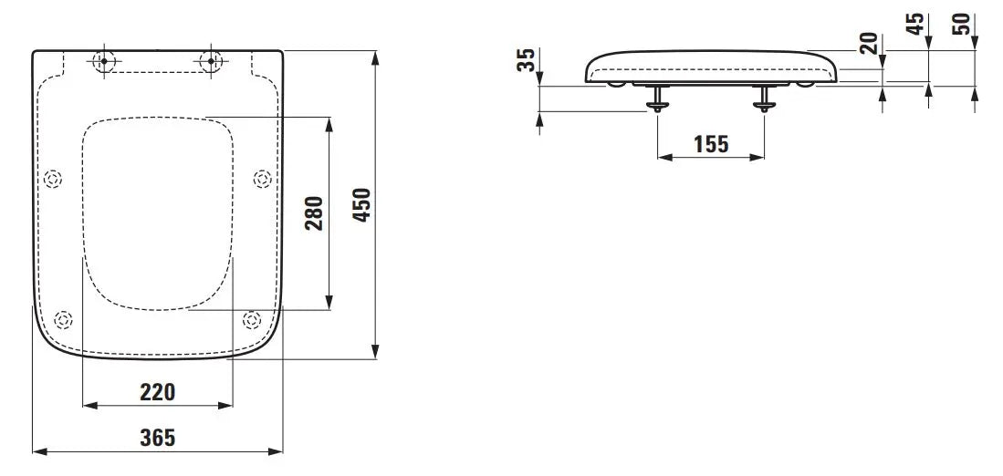 Laufen Palace copriwater soft-close H8917013000001 - disegno tecnico