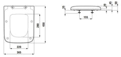 Laufen Palace copriwater soft-close H8917013000001 - disegno tecnico