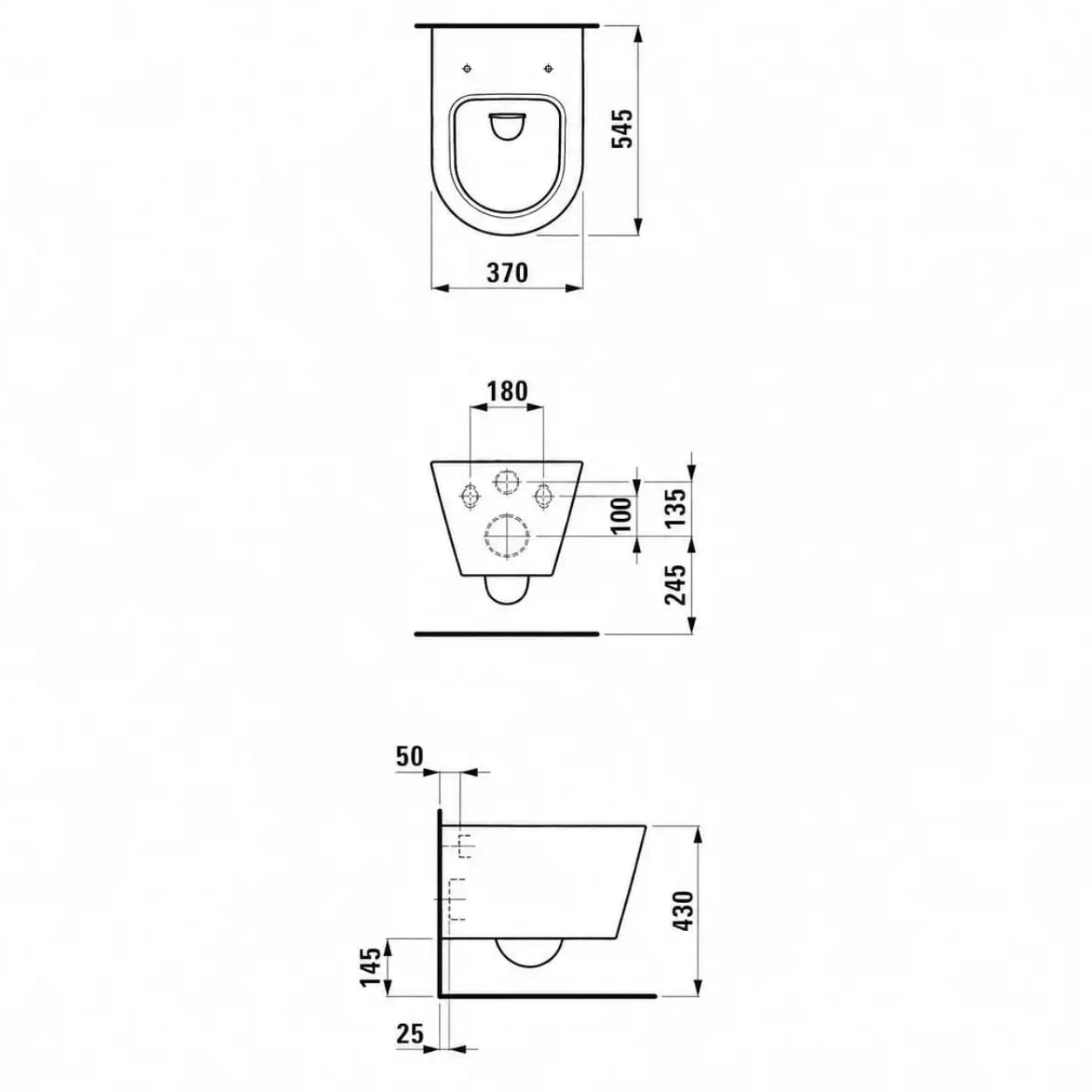 Laufen Kartell wc sospeso H820331 - disegno tecnico