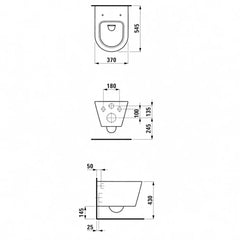 Laufen Kartell wc sospeso H820331 - disegno tecnico