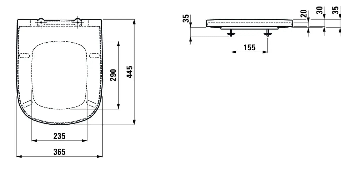 Laufen Palomba copriwater soft-close H891802-  disegno tecnico
