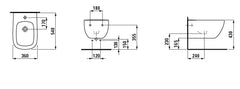 Laufen Palomba bidet sospeso H830801 -  sdisegno tecnico