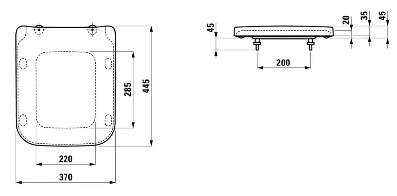 Laufen Pro S copriwater soft-close H8919610000001 - disegno tecnico