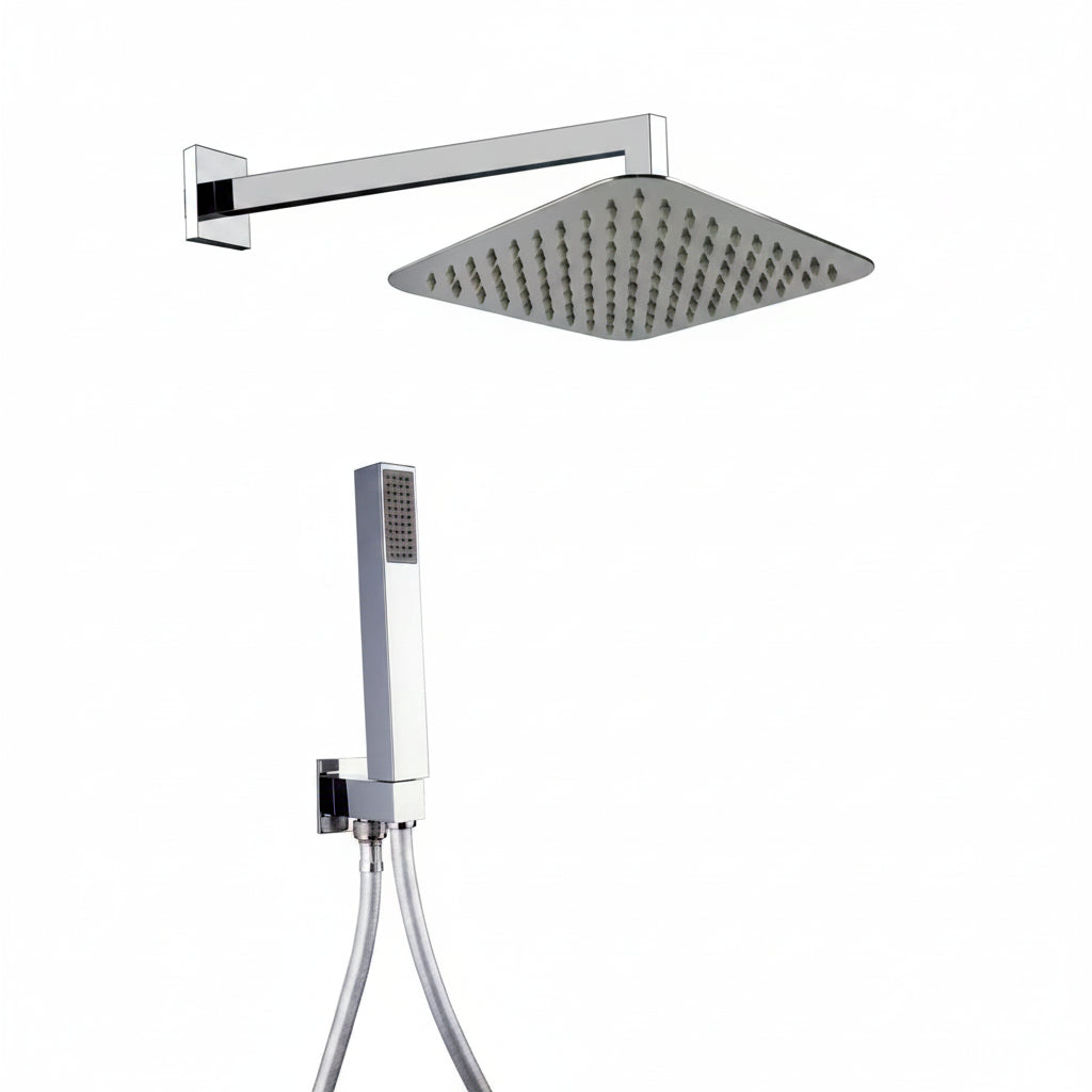Mammoliti soffione doccia quadrato con braccio, doccetta e flessibile F93300700 - cromo