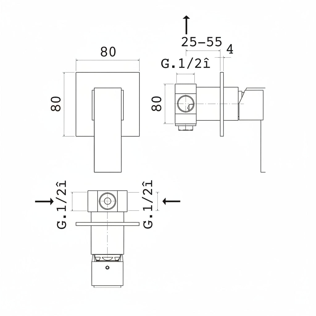 Mamoli Feel rubinetto doccia 3841 - disegno tecnico