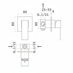 Mamoli Feel rubinetto doccia 3841 - disegno tecnico