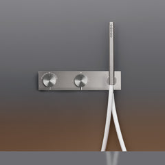 Ceadesign MIL360 - Gruppo miscelatore termostatico a parete per vasca/doccia con Acqua Stop System, deviatore 2/3 vie e doccetta, erogatore Ø 18 mm- MIL143+UCS25