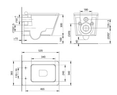Mammoliti Madula wc sospeso senza brida F988002 - disegno tecnico