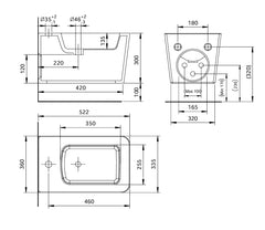 Mammoliti Madula bidet sospeso F989002 - disegno tecnico