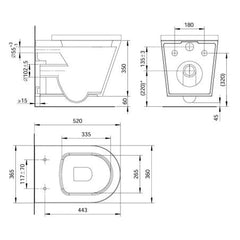 Mammoliti Zada wc sospeso senza brida F988006 - Disegno tecnico