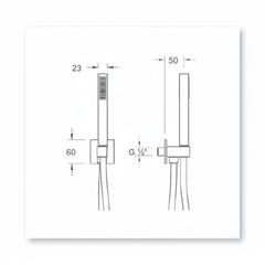 Nuova Osmo doccetta quadrata con supporto, presa acqua e flessibile KSPAQ001CR - cromo