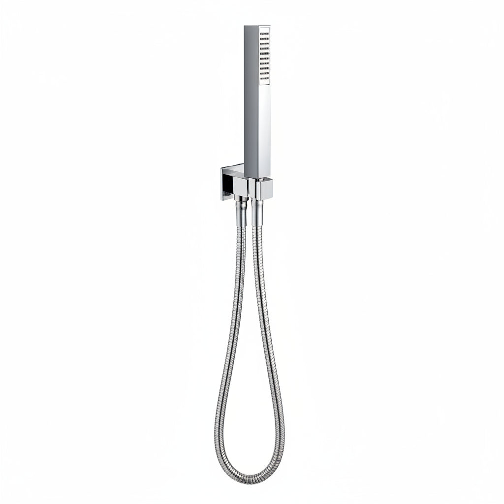 Nuova Osmo doccetta quadrata con supporto, presa acqua e flessibile KSPAQ001CR - cromo