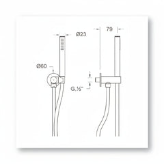 Nuova Osmo doccetta tonda con supporto, presa acqua e flessibile KSPAT007CR - cromo