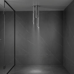 Graff Riva Contemporary Chandelier coppia soffioni doccia a soffitto E-18216SCEP.SN + E18218SCEP.SN