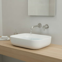 Ritmonio Diametro35 rubinetto lavabo a parete E0BA0117SPCINOX + E0BA0115SX - acciaio spazzolato
