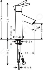 Talis S-Single-lever basin mixer 100 with waste