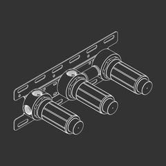 Ceadesign INNOVO - Gruppo 2 miscelatori a parete per vasca/doccia con doccetta, erogatore Ø 18 mm - CAR50+UCS12