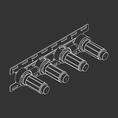 Ceadesign INNOVO - Gruppo 2 miscelatori a parete per vasca con bocca di erogazione L. max. 185 mm e doccetta, erogatore Ø 18 mm - INV54+UCS13