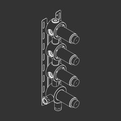 Ceadesign CARTESIO - Gruppo doccia con miscelatore termostatico e 3 rubinetti d'arresto - CAR62+UCS17