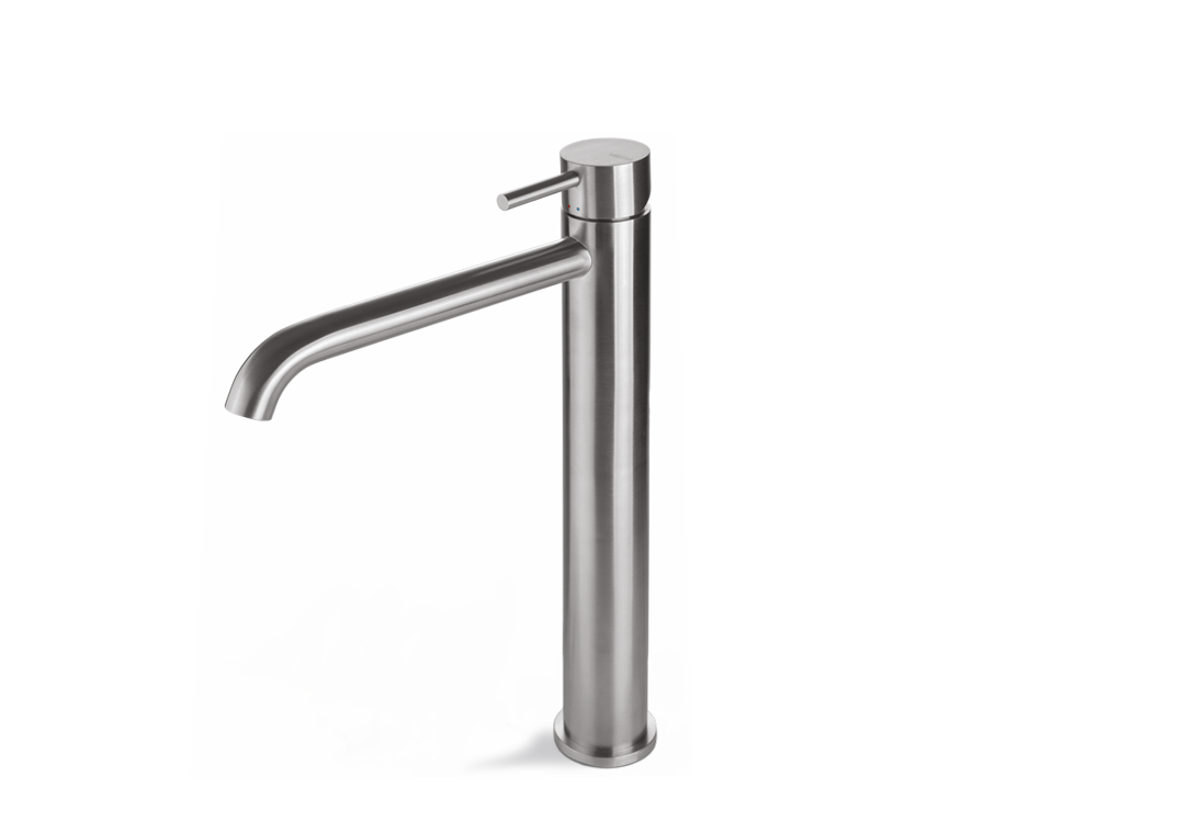 VEMA 17021-High version single-lever mixer for countertop washbasin, without waste. F3/8” supply hoses.