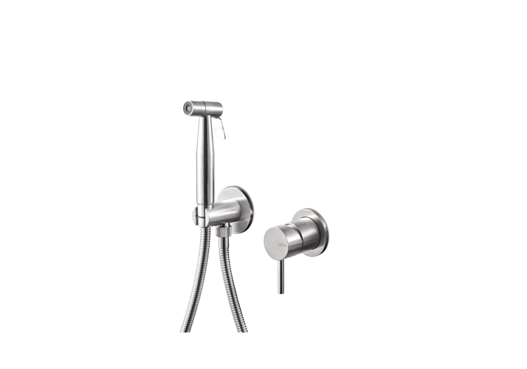 VEMA TIBER STEEL V17405-Single-lever bidet mixer with hand shower.