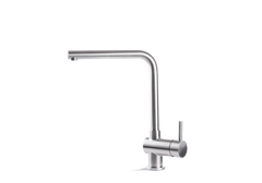 Single-lever sink mixer with swivel “L” spout.. Vema TIBER STEEL KITCHEN V19022